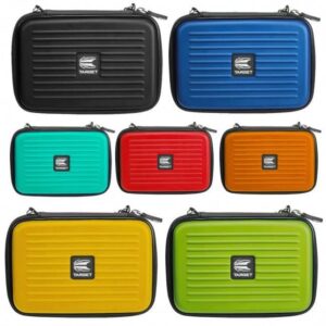 Bunte Darttaschen in Schwarz, Blau, Türkis, Rot, Orange, Gelb und Grün.