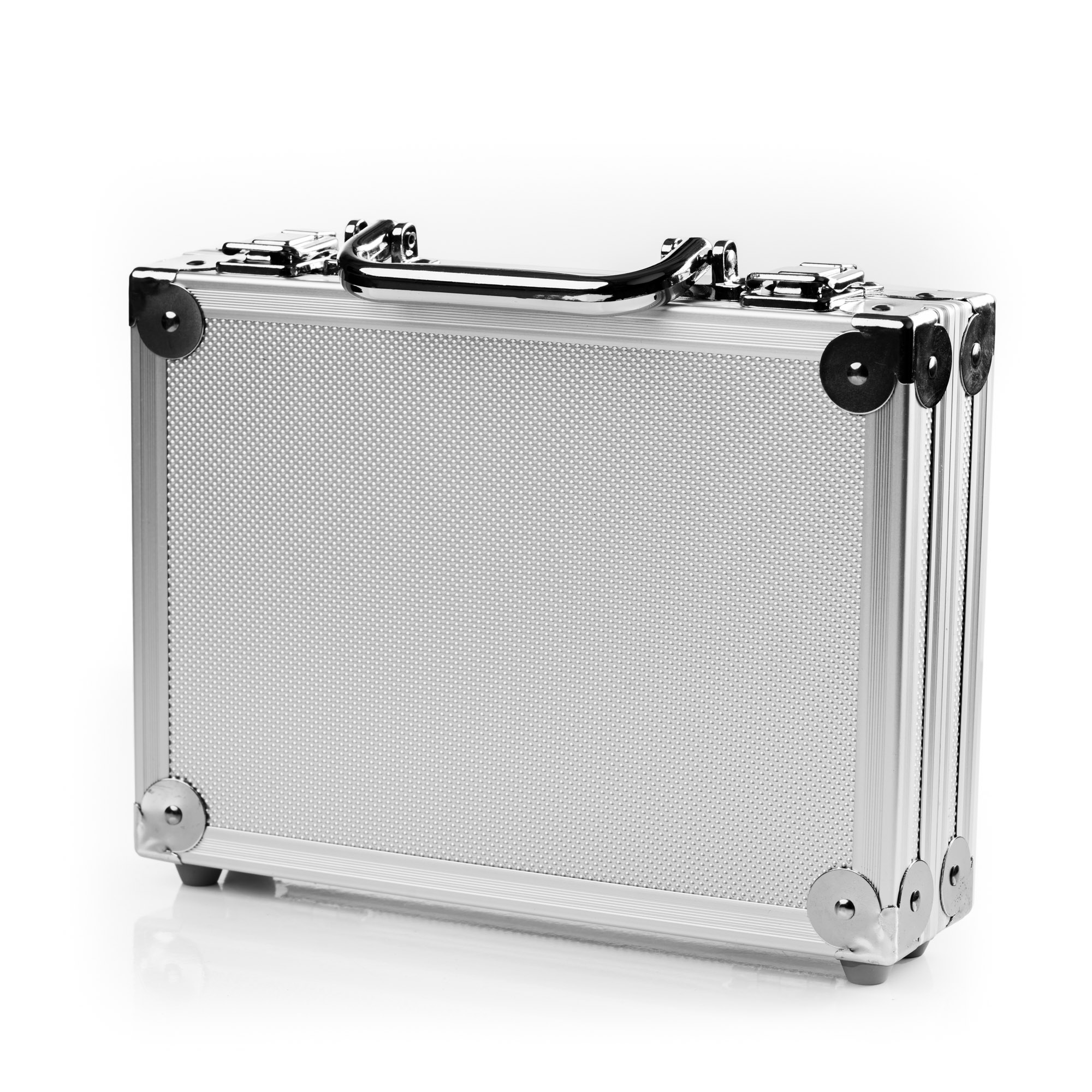 Luxus Dartkoffer aus Aluminium mit Tragegriff und robustem Design.