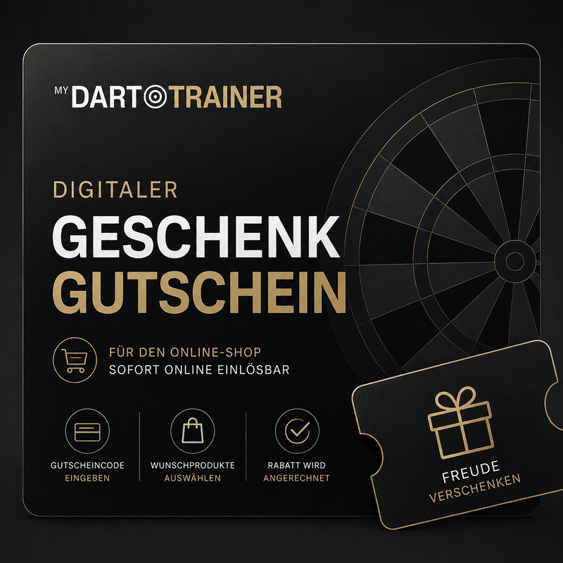 Digitaler Darts-Geschenkgutschein für den Online-Shop von MyDartTrainer.
