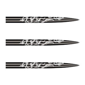 Drei schwarze Steel Points mit weißem Muster für Dart, Shot Alchemy Modell.